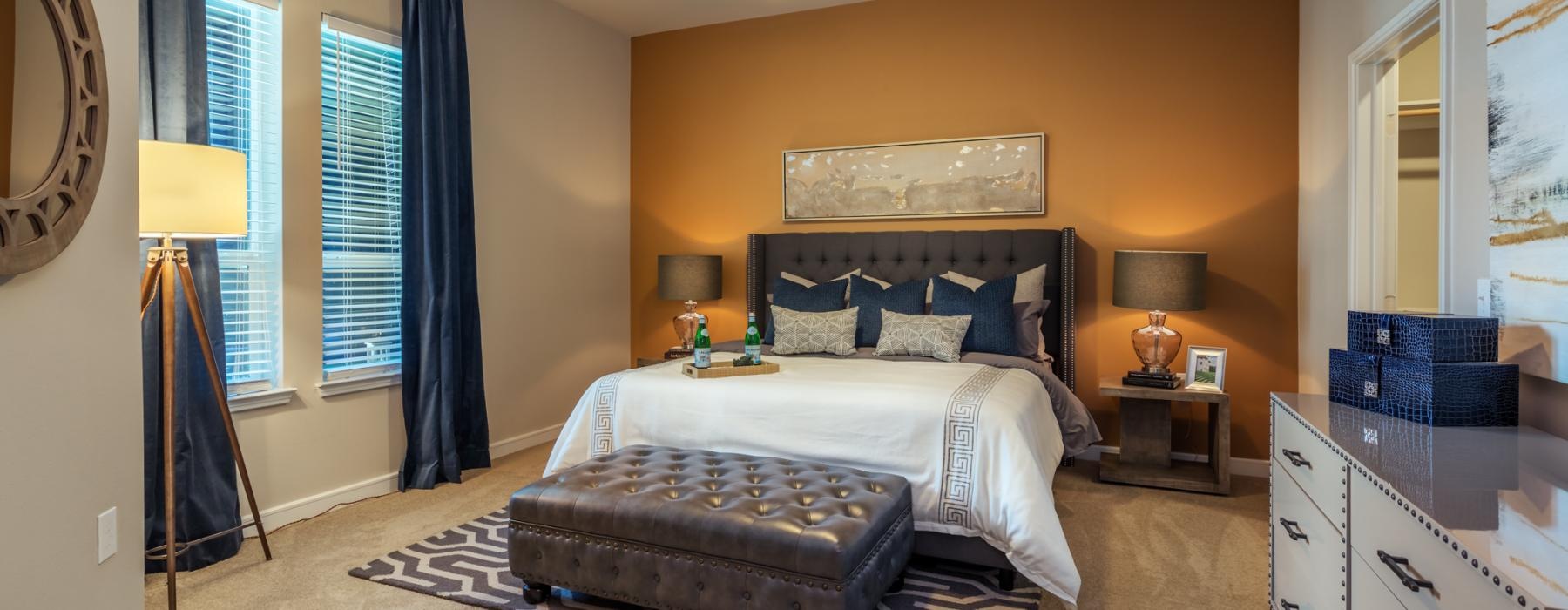 a bedroom with a large bed