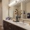 a bathroom with a large mirror